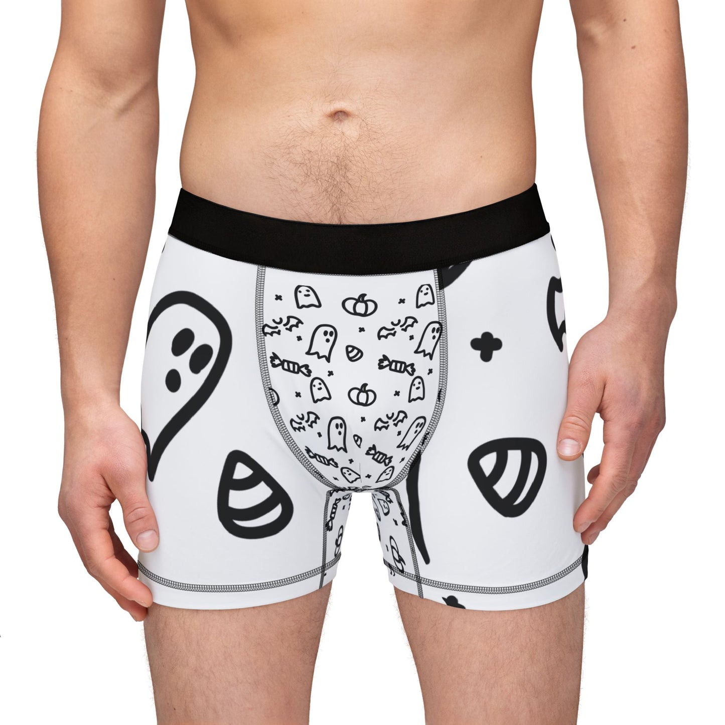 Halloween Ghost & Candy Men’s Boxers - Fun & Comfy Undergarments for Spooky Season