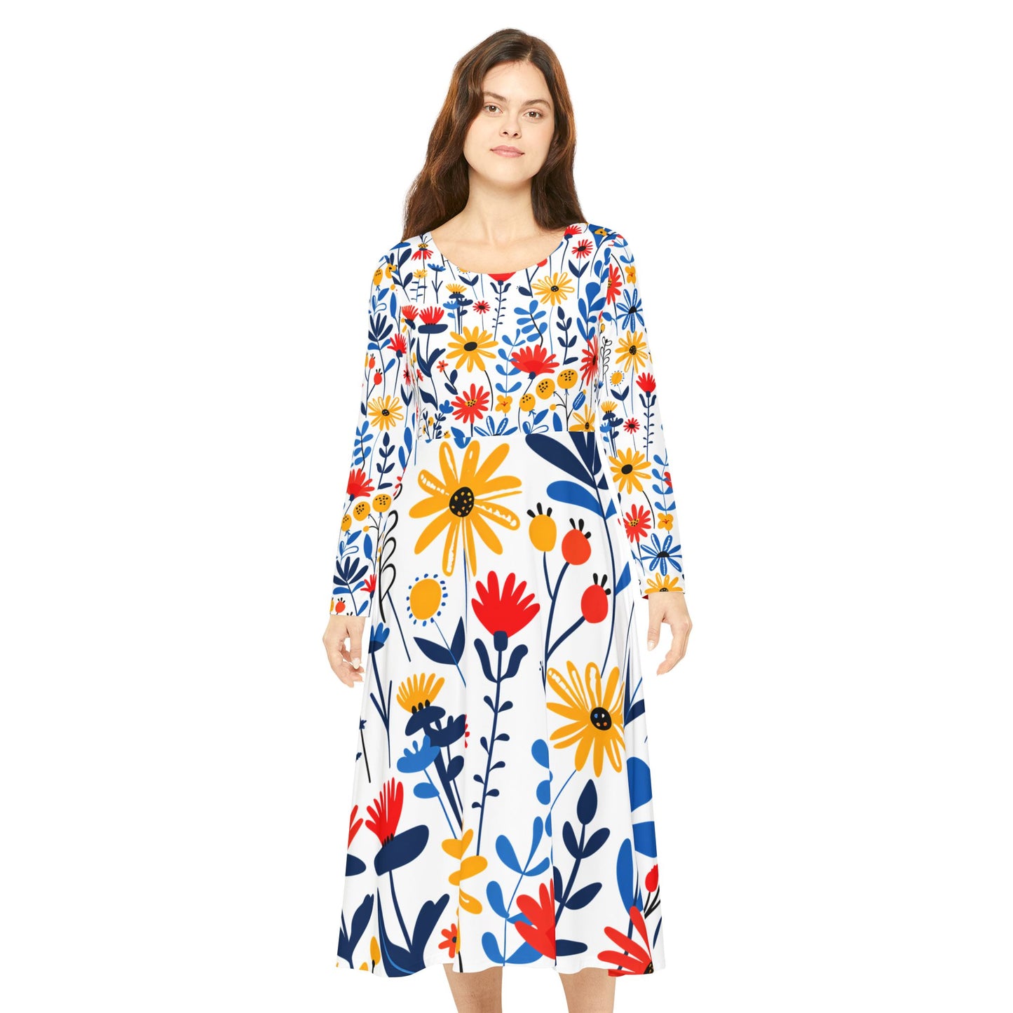 Floral Long Sleeve Dance Dress for Women - Perfect for Spring Celebrations