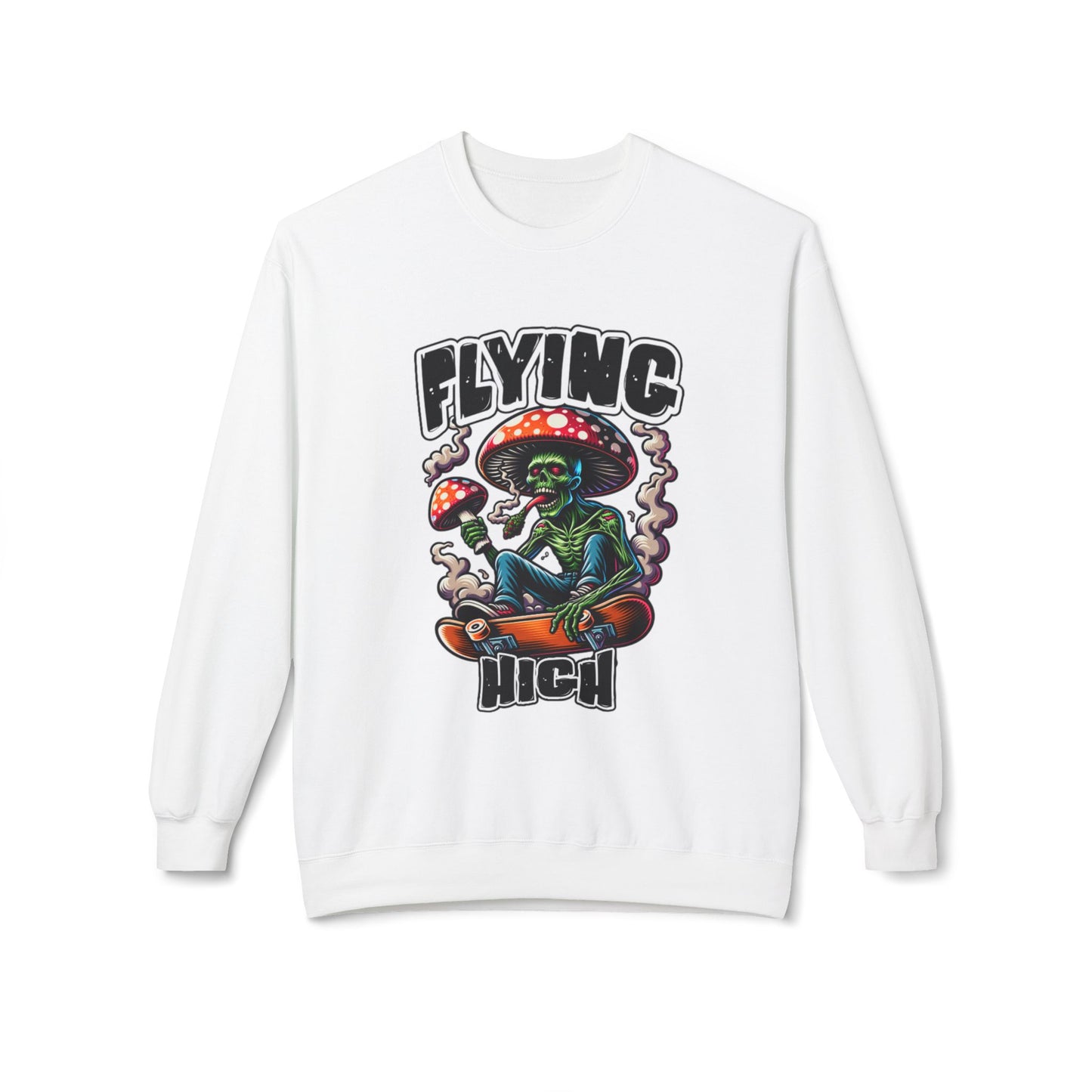 Flying High Alien Graphic Sweatshirt - Mens Fleece Crewneck for Casual Comfort