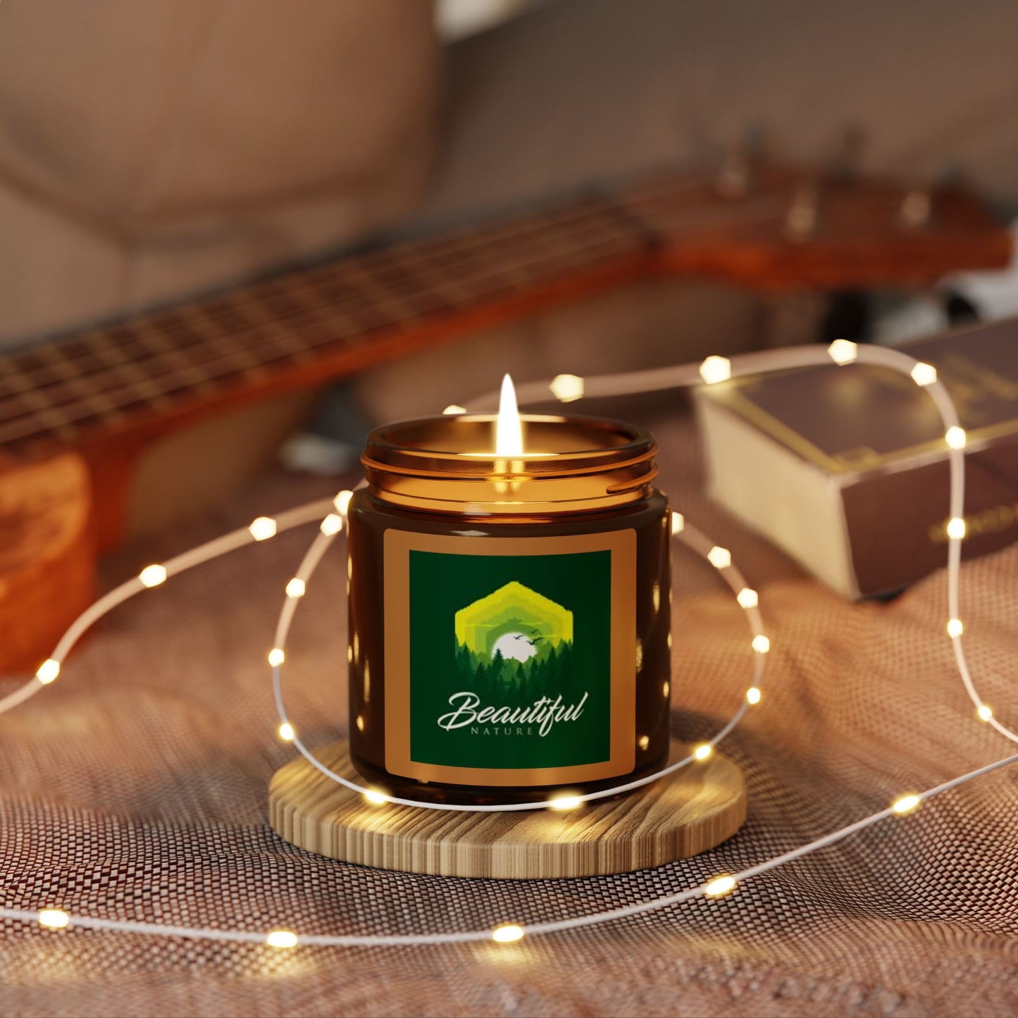 Beautiful Nature Scented Soy Candle - Eco-Friendly Amber Jar