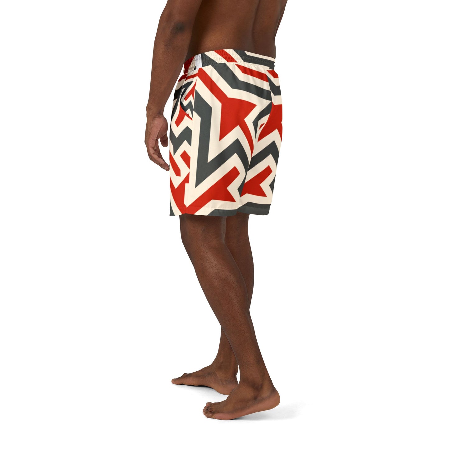 Bold Geometric Unisex Swim Shorts - Stylish Beachwear for Summer Fun