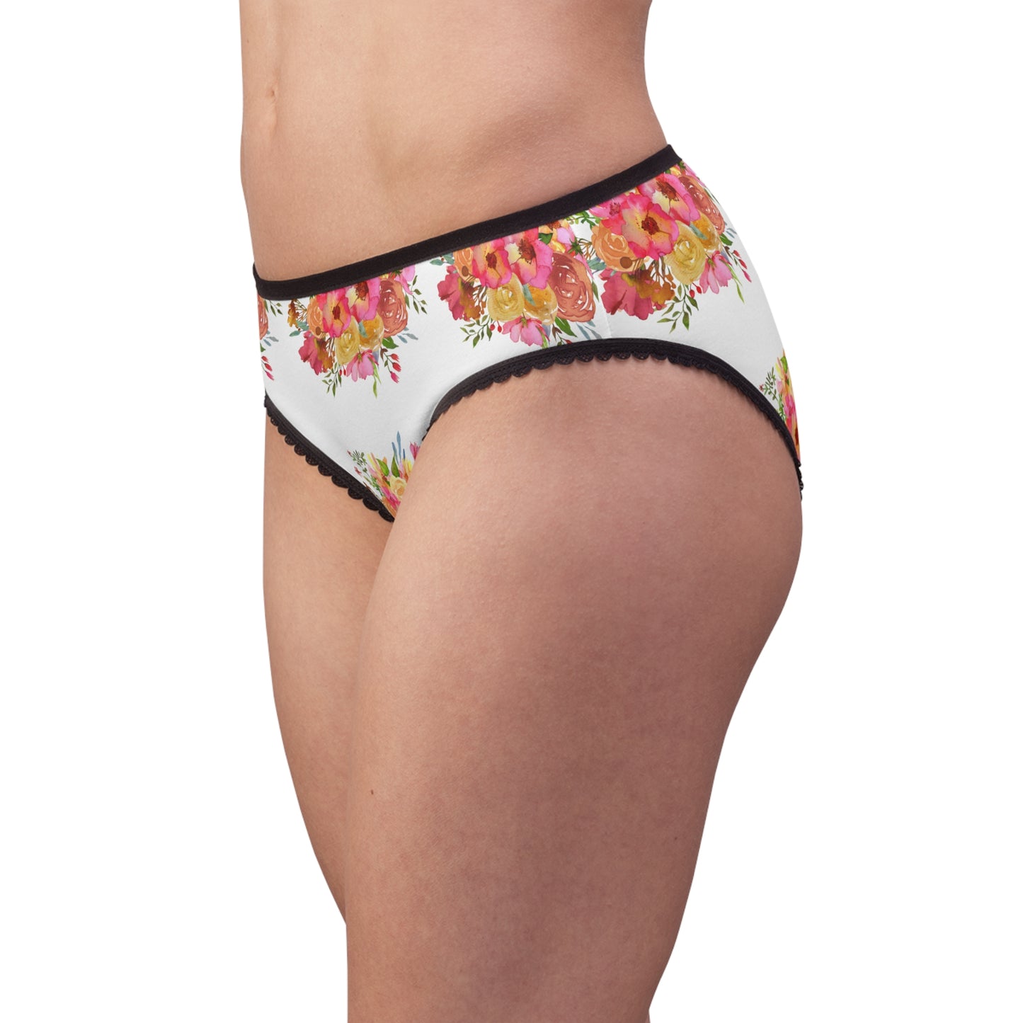 Floral Women's Briefs with Lace Trim - Comfortable & Stylish Underwear