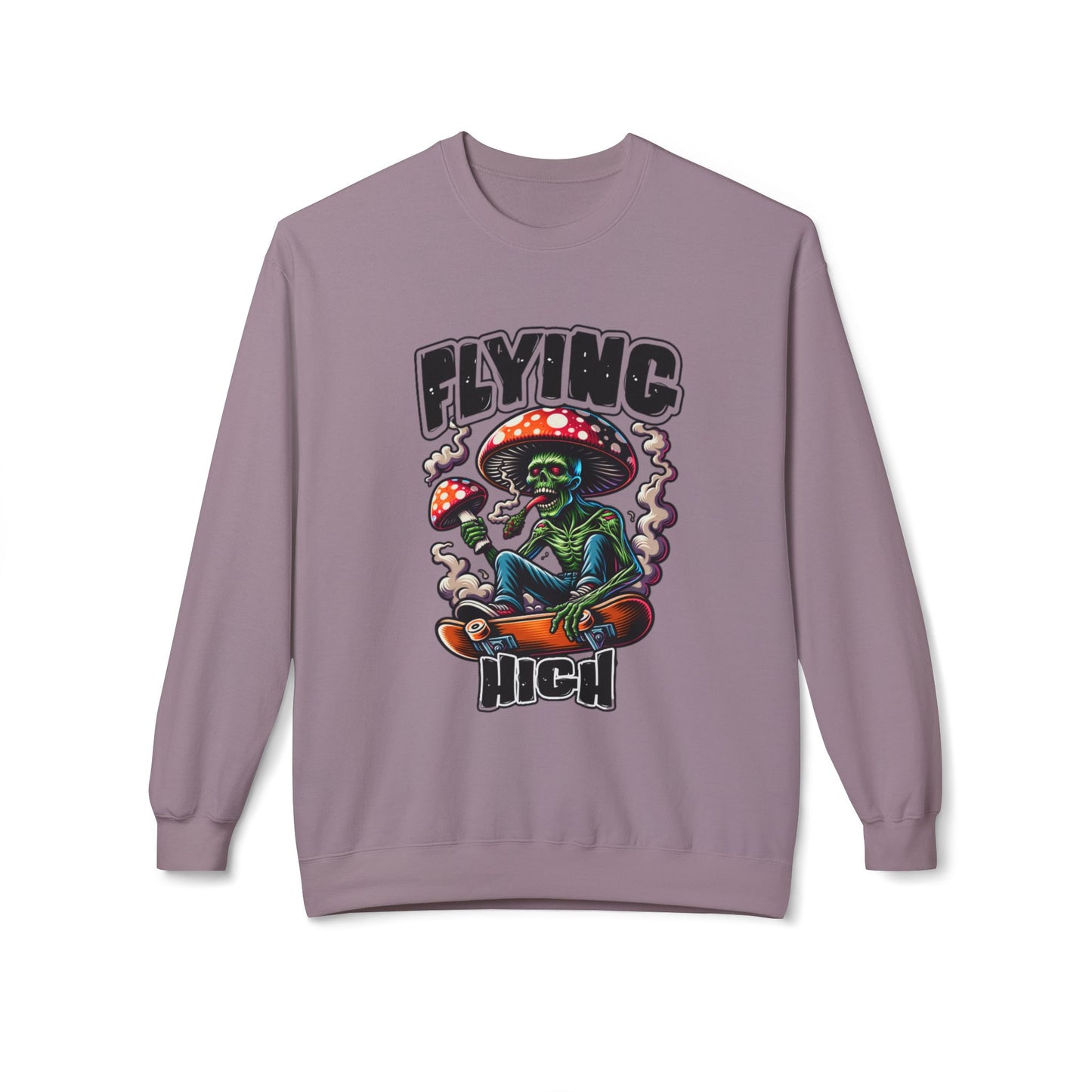 Flying High Alien Graphic Sweatshirt - Mens Fleece Crewneck for Casual Comfort