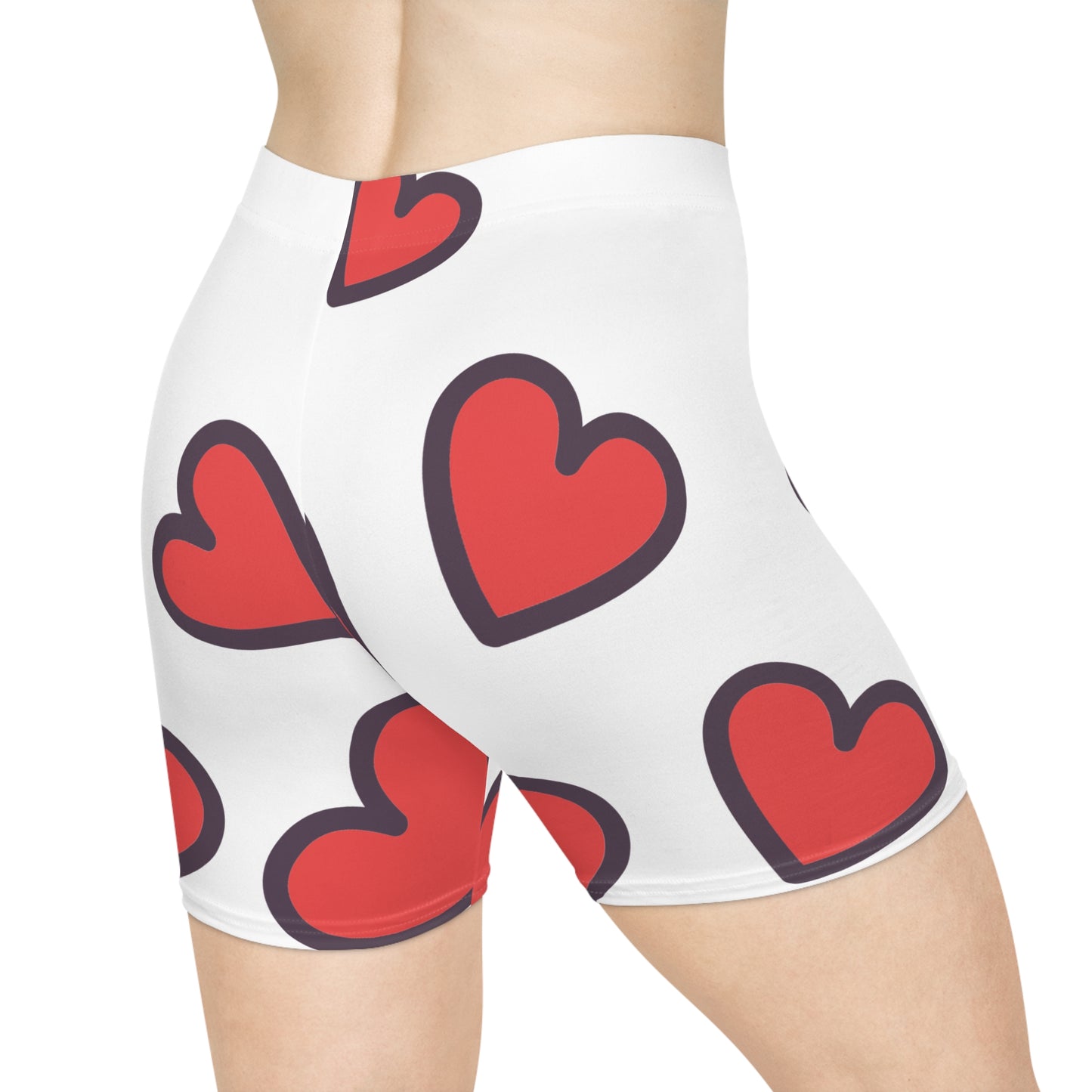 Heart Print Women's Biker Shorts - Stylish & Comfortable Activewear