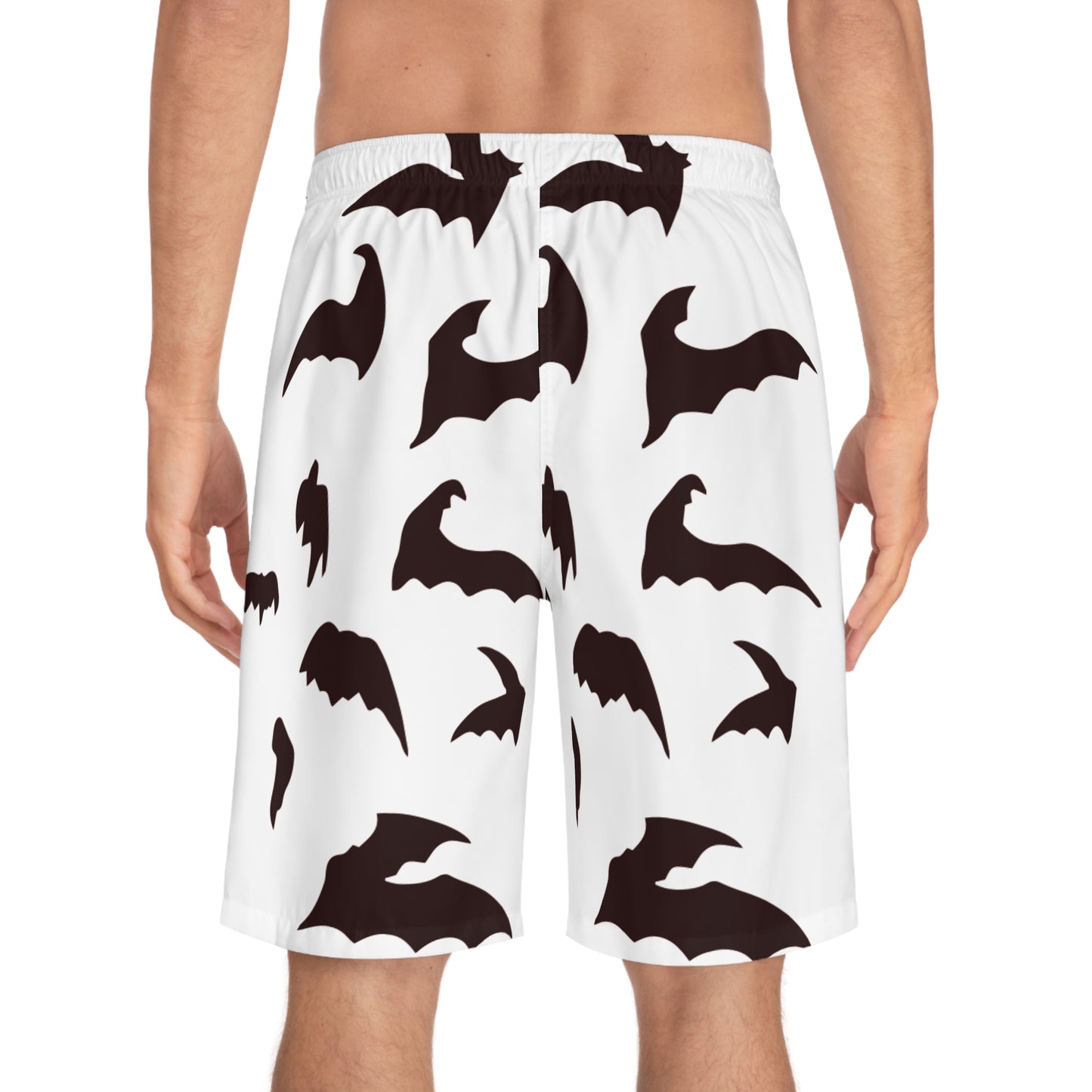 Men's Bat Print Board Shorts - Stylish Swimwear for Summer Fun