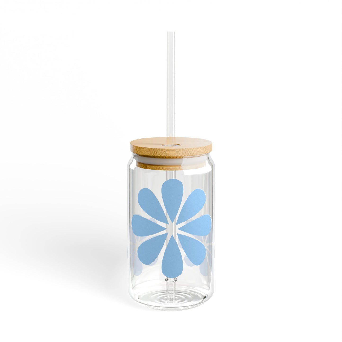 Eco-Friendly 16oz Sipper Glass with Blue Flower Design - Perfect for Hydration and Parties