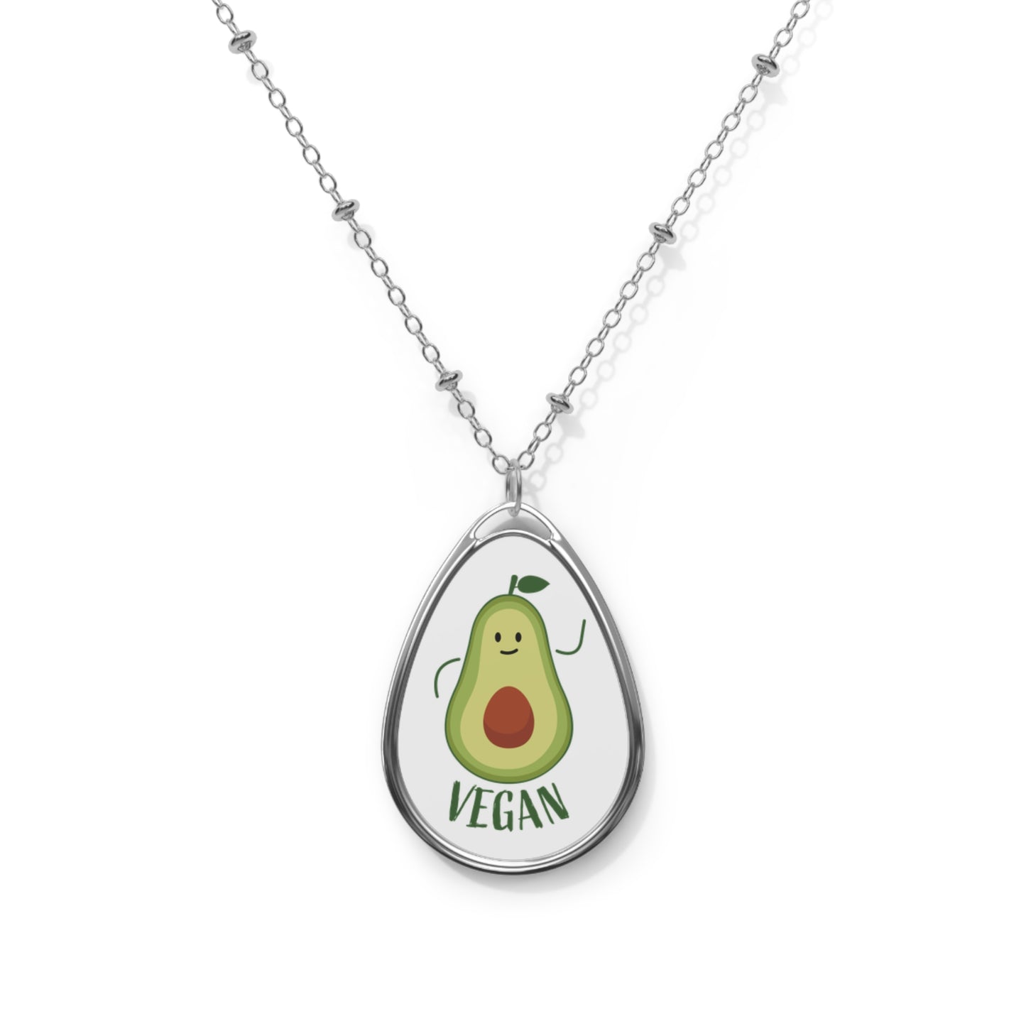 Cute Vegan Avocado Oval Necklace