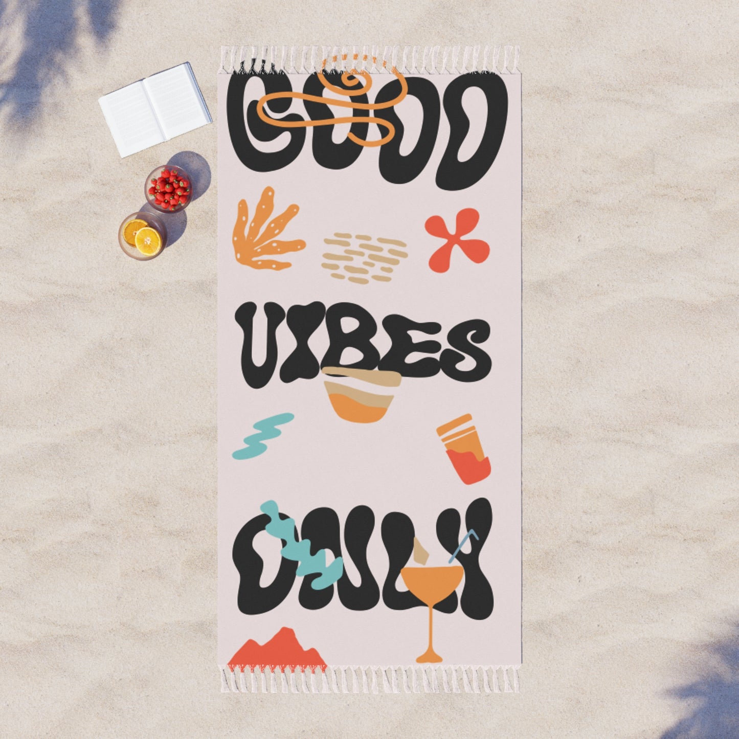 Good Vibes Only Boho Beach Towel - Perfect for Summer, Travel, and Relaxation