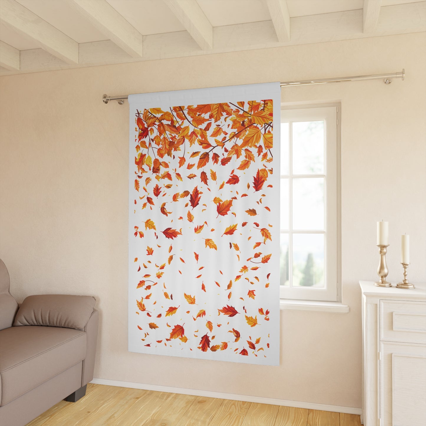 Autumn Leaves Window Curtain - Fall Home Decor, 1 Piece