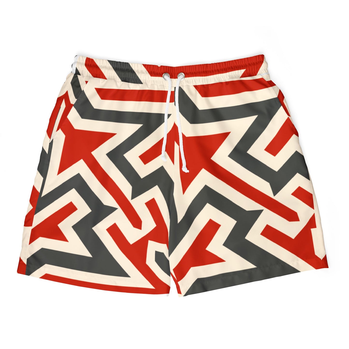 Bold Geometric Unisex Swim Shorts - Stylish Beachwear for Summer Fun