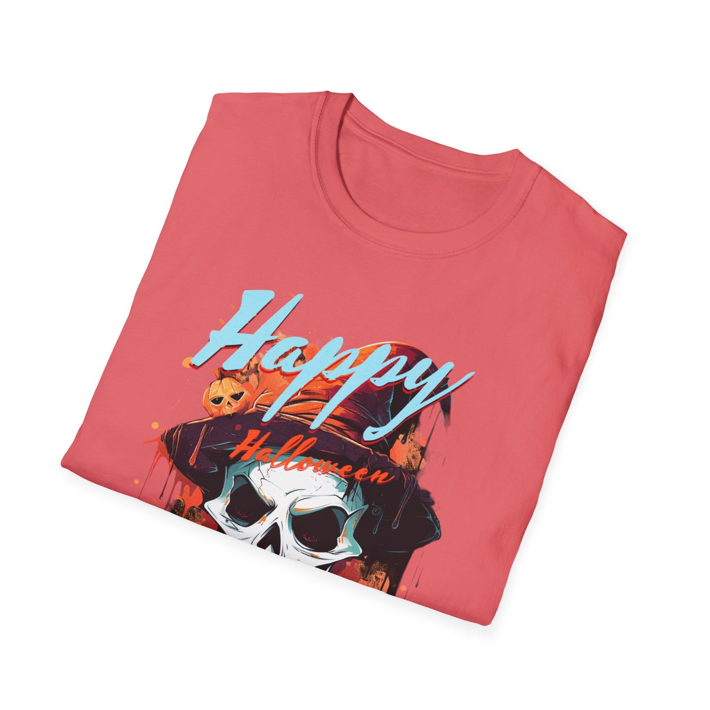 Happy Halloween Skull T-Shirt | Mens Softstyle Tee for Spooky Season