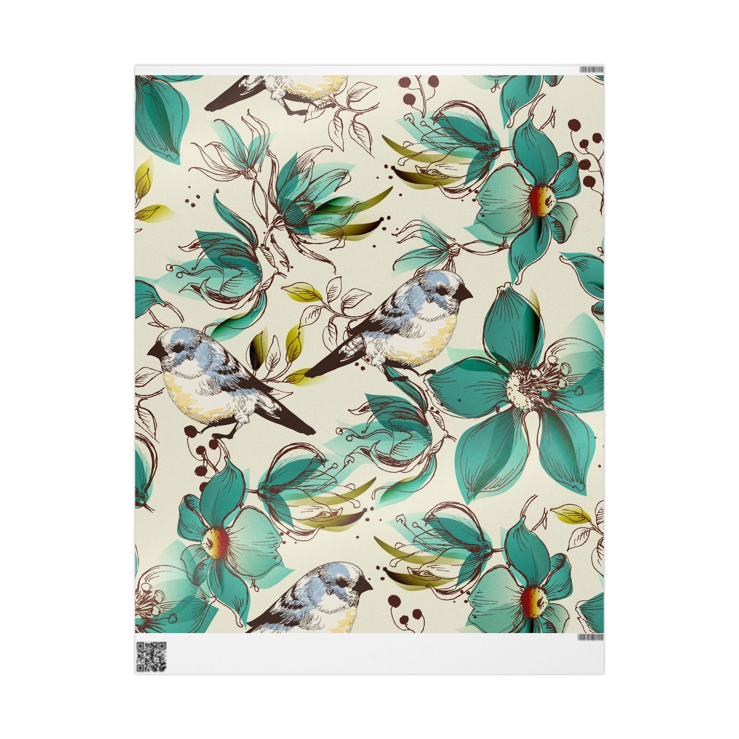 Vibrant Floral Wrapping Paper - Elegant Gift Wrap with Birds and Flowers