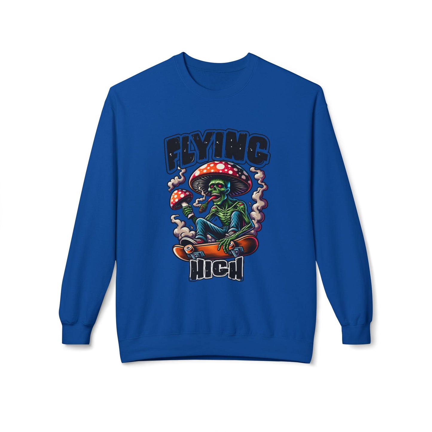 Flying High Alien Graphic Sweatshirt - Mens Fleece Crewneck for Casual Comfort