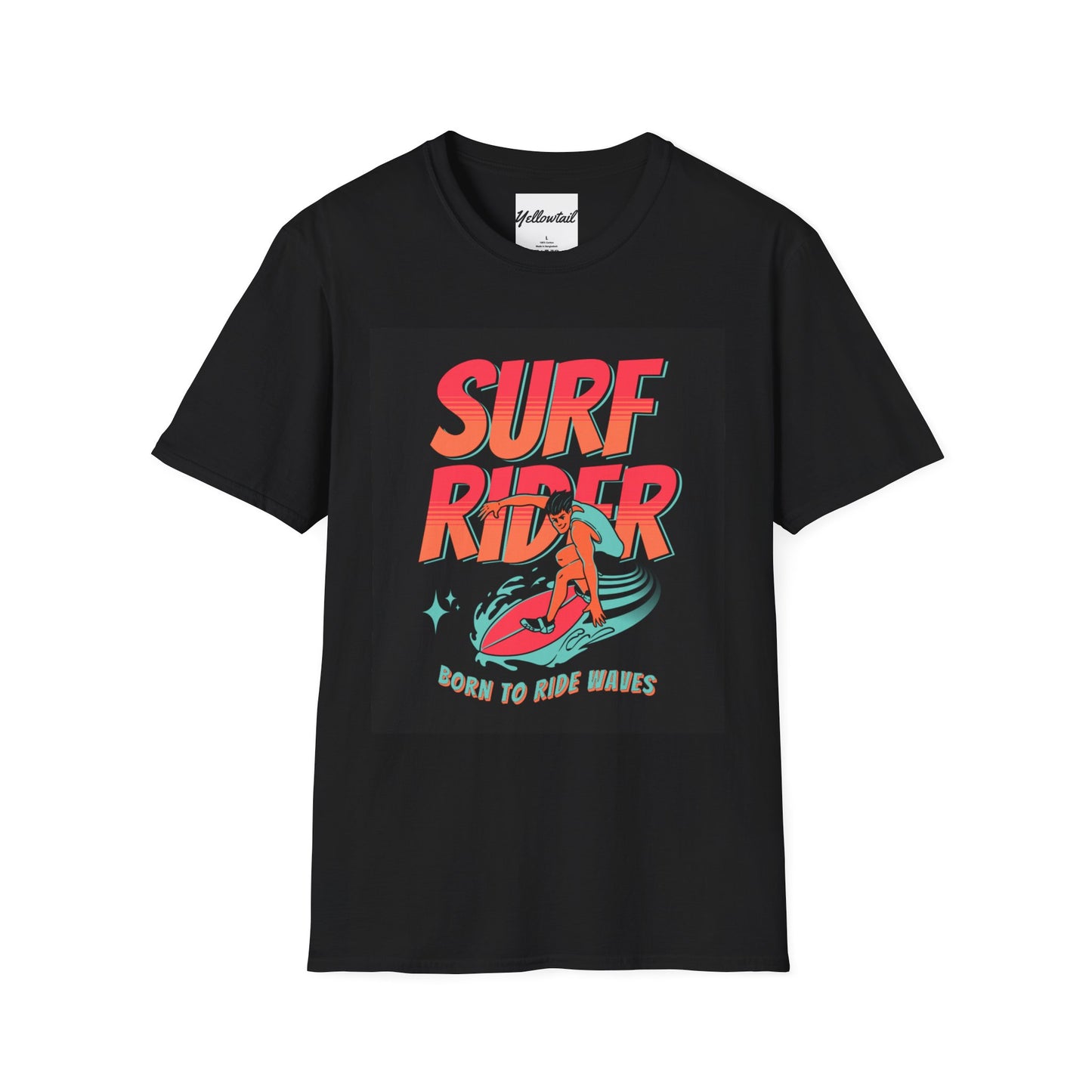 Surf Rider Men's Softstyle T-Shirt - Born to Ride Waves Graphic Tee