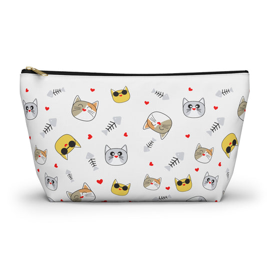 Cute Cat Accessory Pouch – Adorable Pet-Themed Makeup Bag with Heart Design