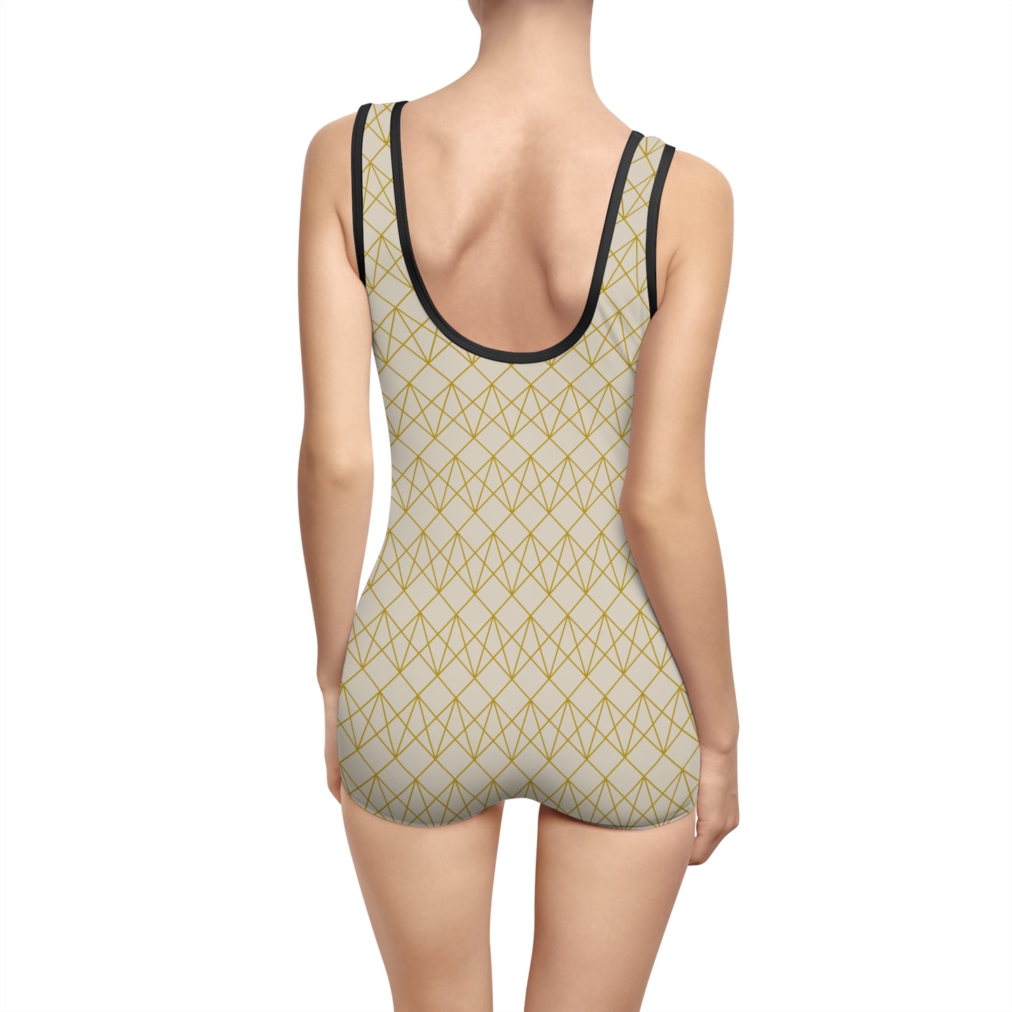 Retro Geometric Women's Swimsuit - Stylish Beachwear for Summer Fun