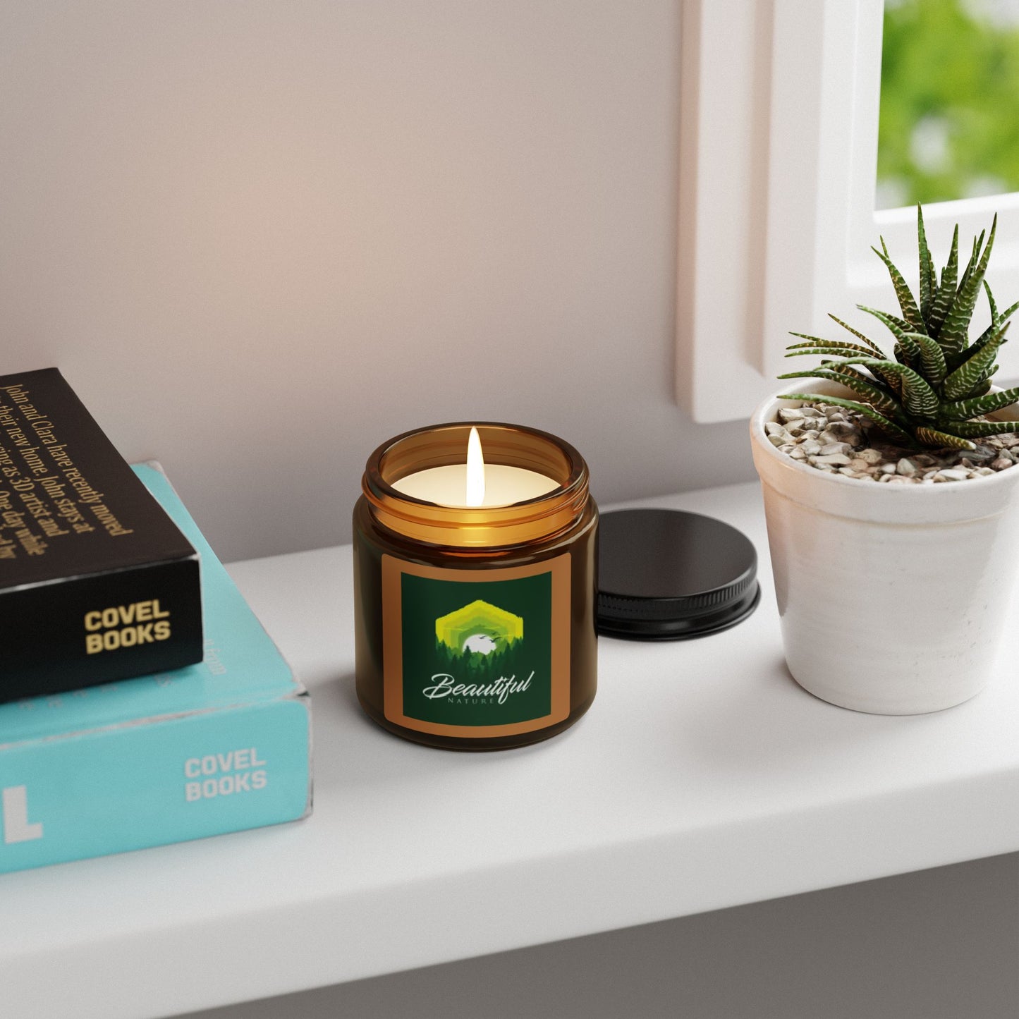 Beautiful Nature Scented Soy Candle - Eco-Friendly Amber Jar