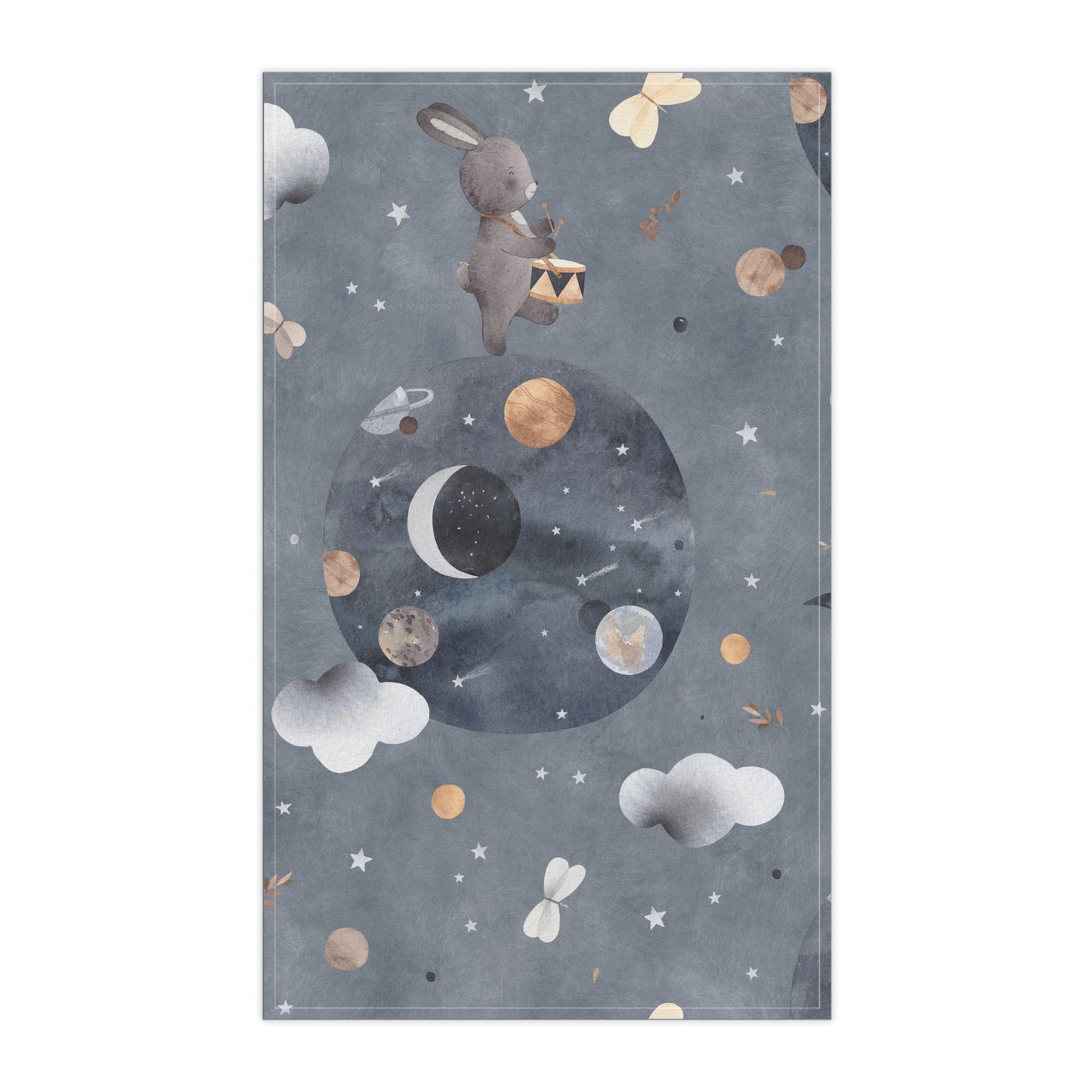 Celestial Bunny Tea Towels - Whimsical Cosmic Cotton Kitchen Towels