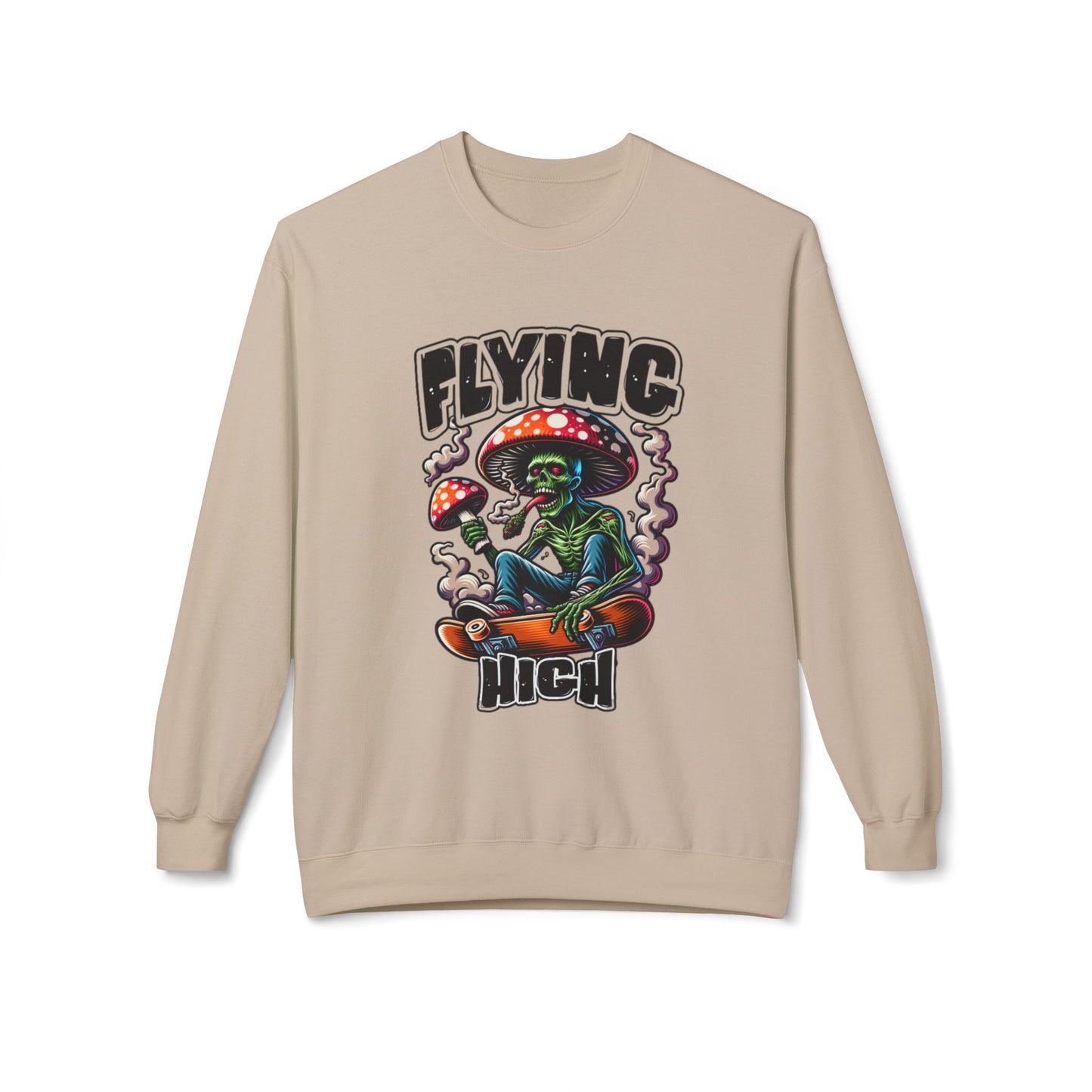 Flying High Alien Graphic Sweatshirt - Mens Fleece Crewneck for Casual Comfort