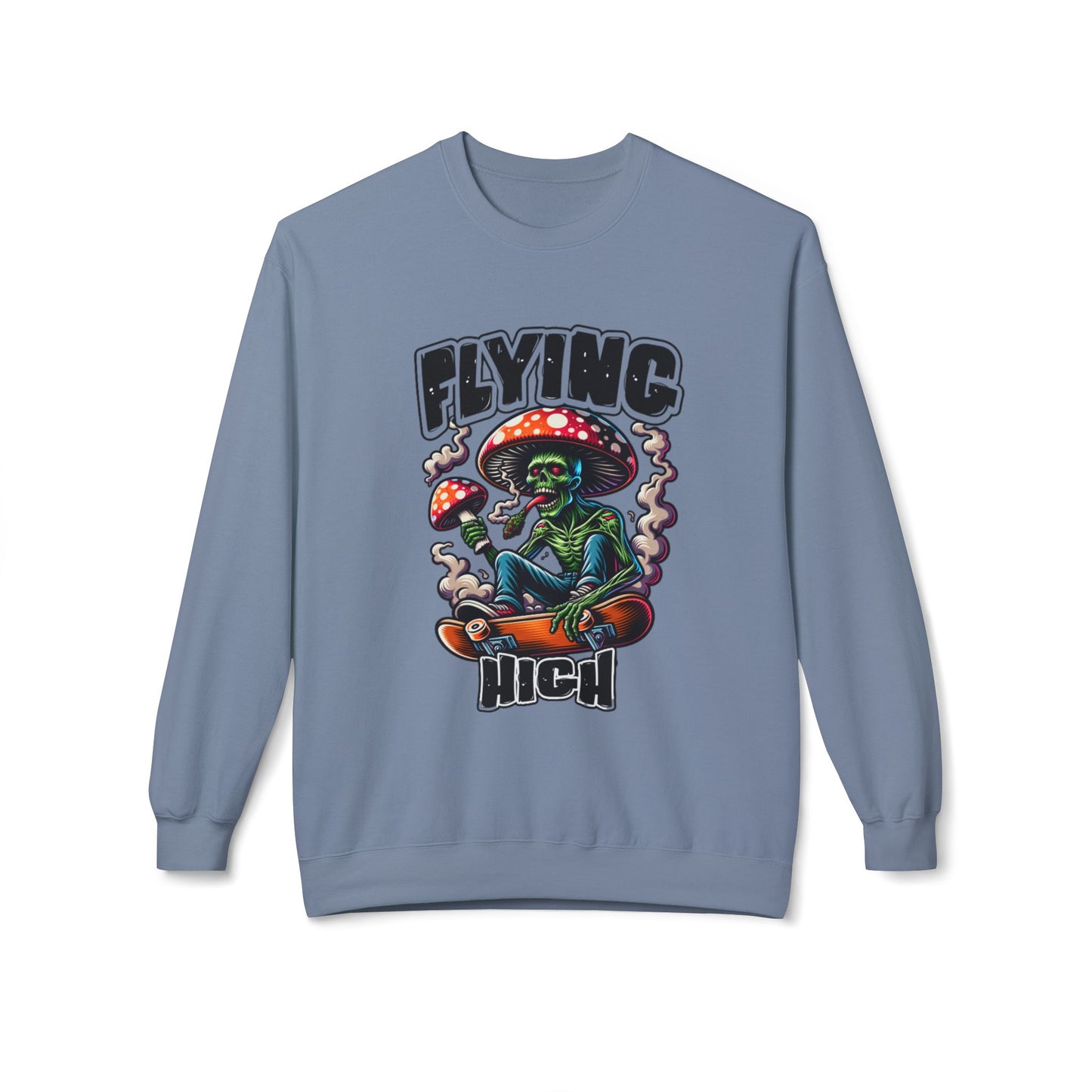 Flying High Alien Graphic Sweatshirt - Mens Fleece Crewneck for Casual Comfort