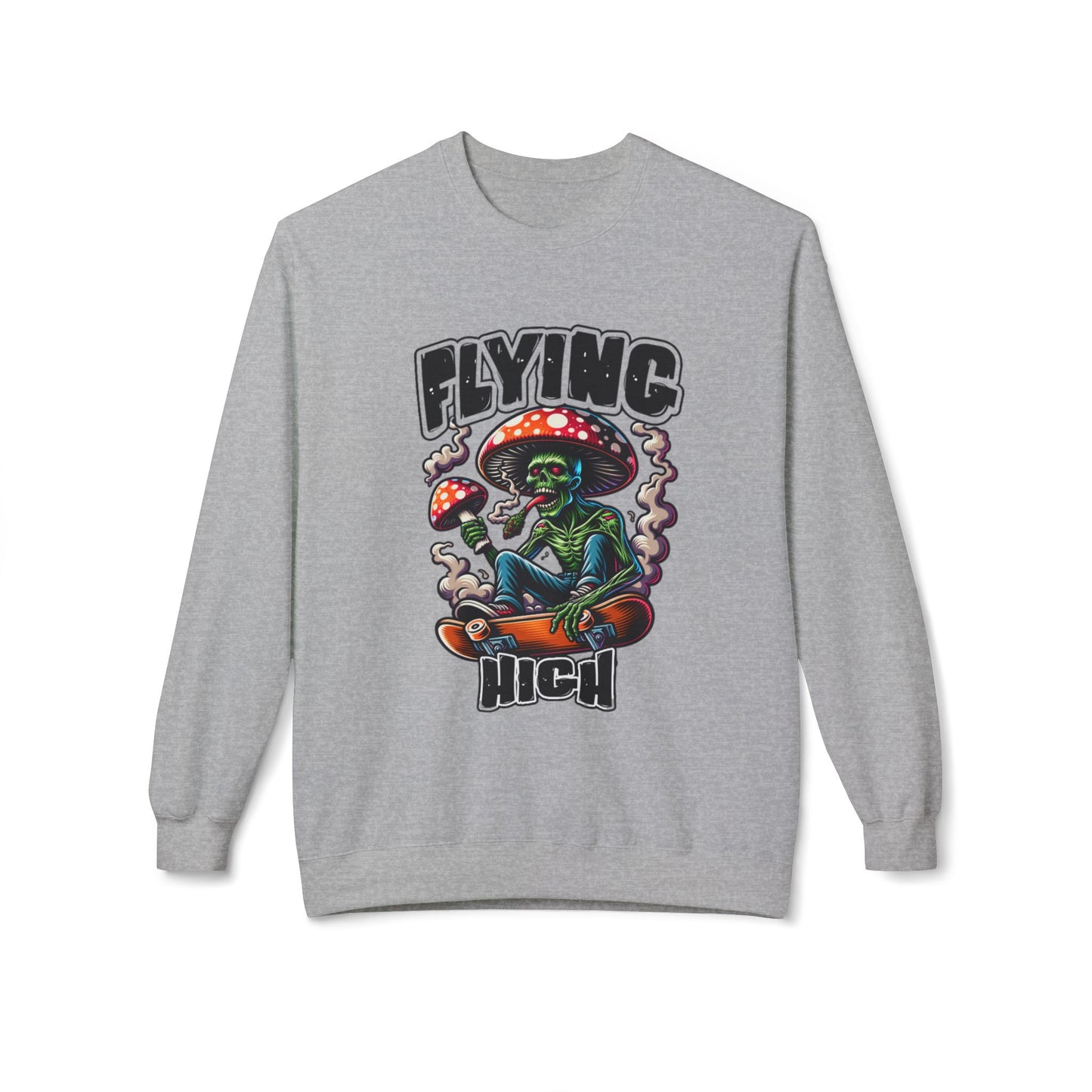 Flying High Alien Graphic Sweatshirt - Mens Fleece Crewneck for Casual Comfort