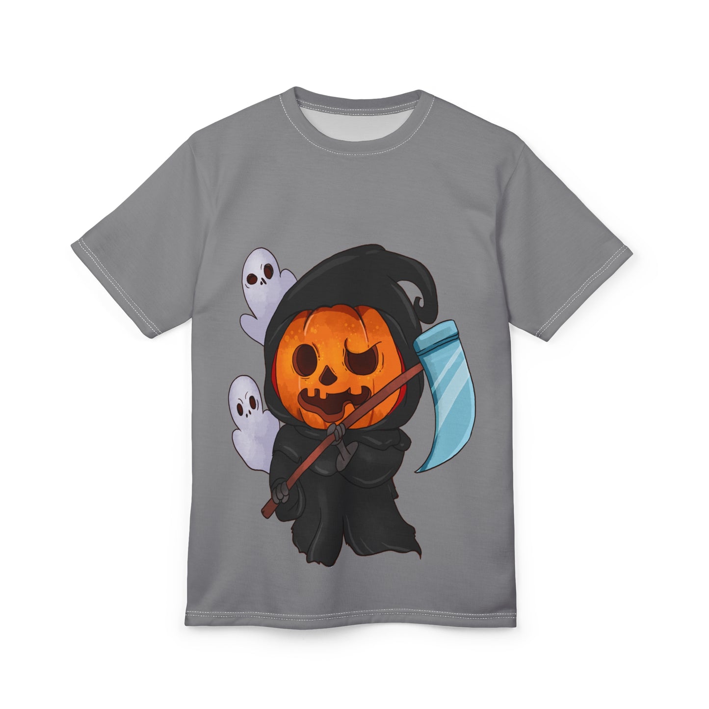 Halloween Grim Reaper T-Shirt - Cute Pumpkin Design for Spooky Season