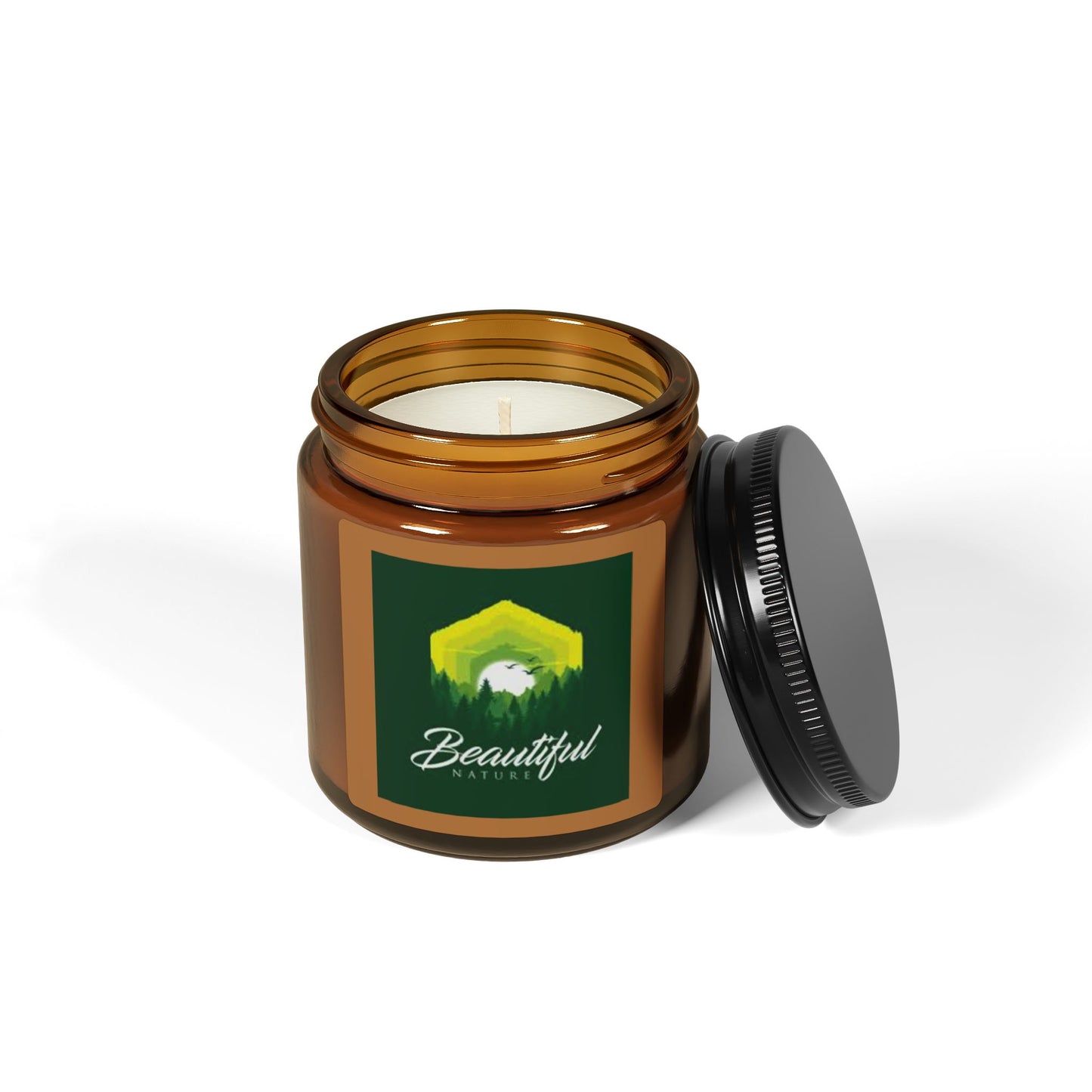 Beautiful Nature Scented Soy Candle - Eco-Friendly Amber Jar