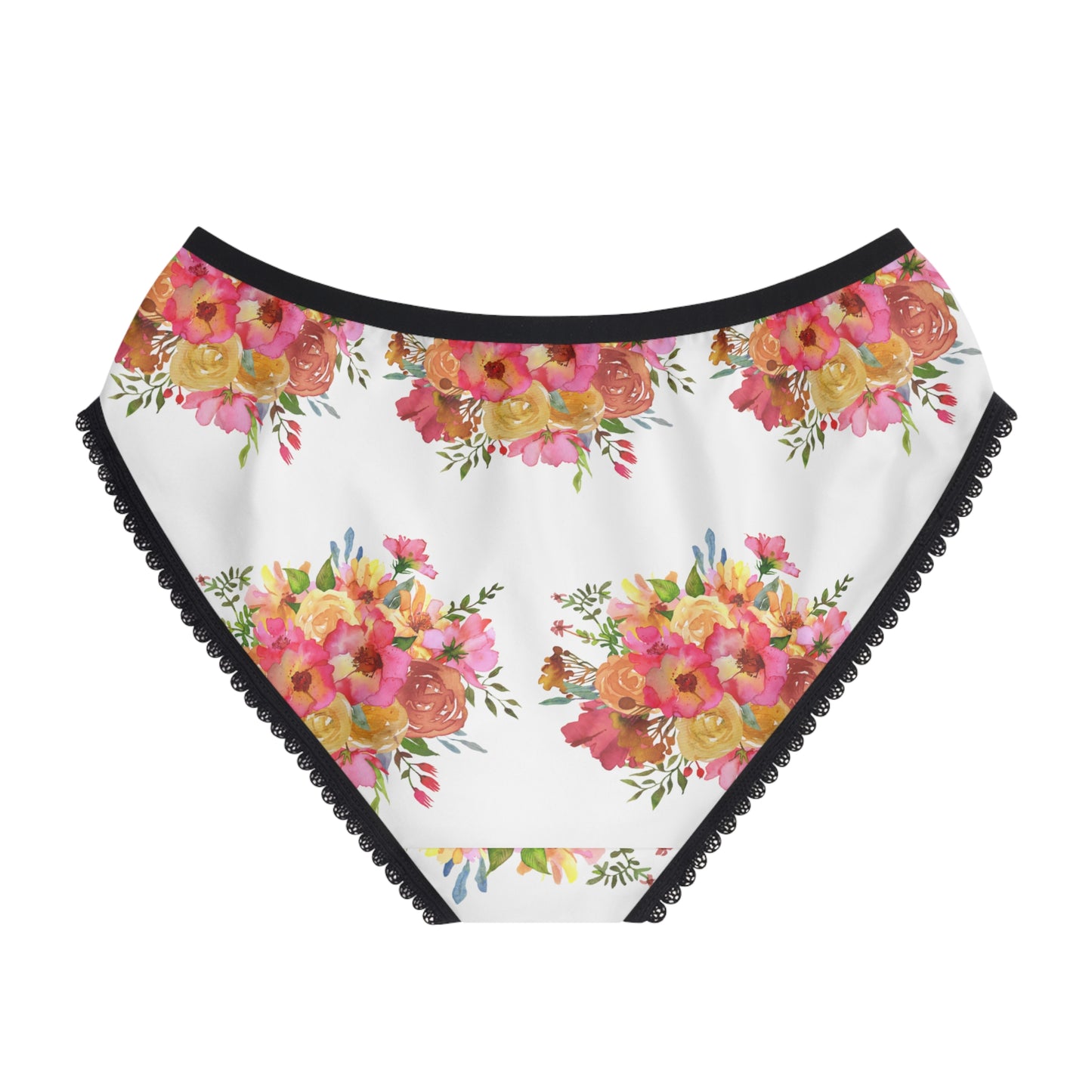 Floral Women's Briefs with Lace Trim - Comfortable & Stylish Underwear