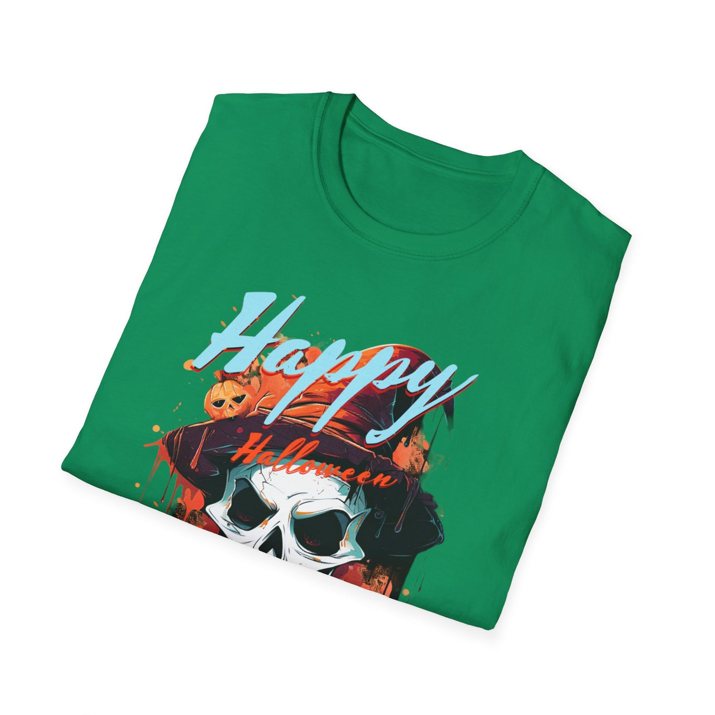 Happy Halloween Skull T-Shirt | Mens Softstyle Tee for Spooky Season