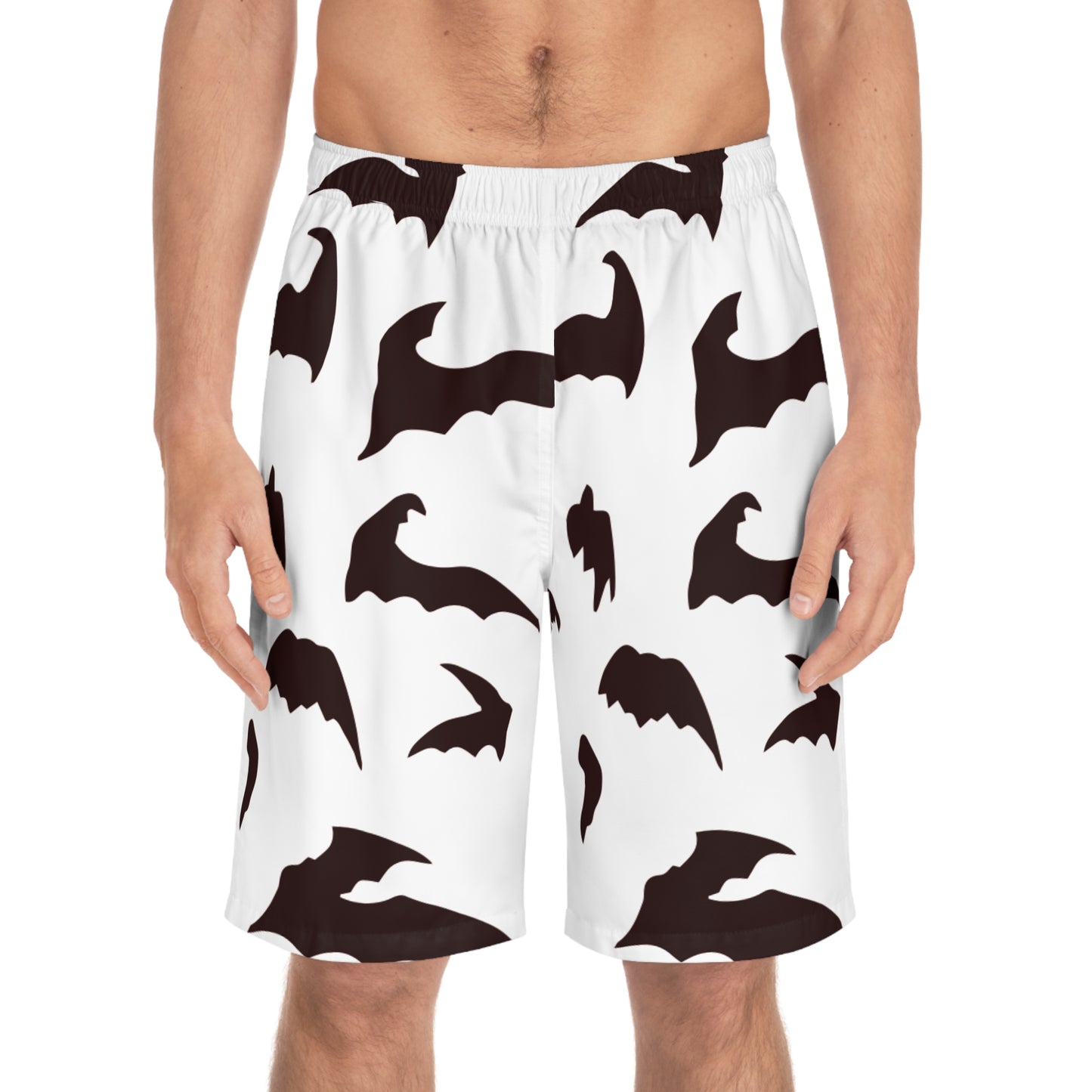 Men's Bat Print Board Shorts - Stylish Swimwear for Summer Fun